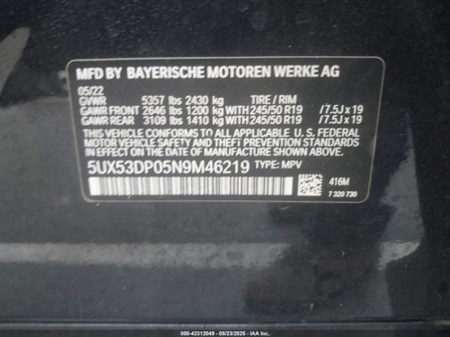 5UX53DP05N9M46219 8