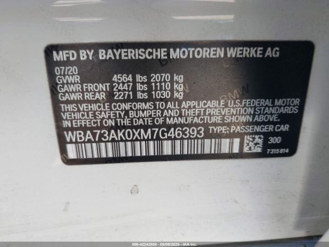 WBA73AK0XM7G46393 9
